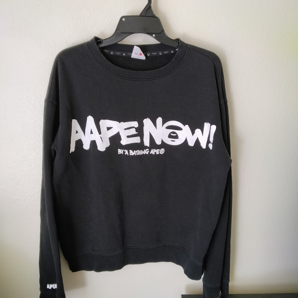 A Bathing Ape X Aape Now Sweatshirt Graphic Pullover Streetwear Size L Black